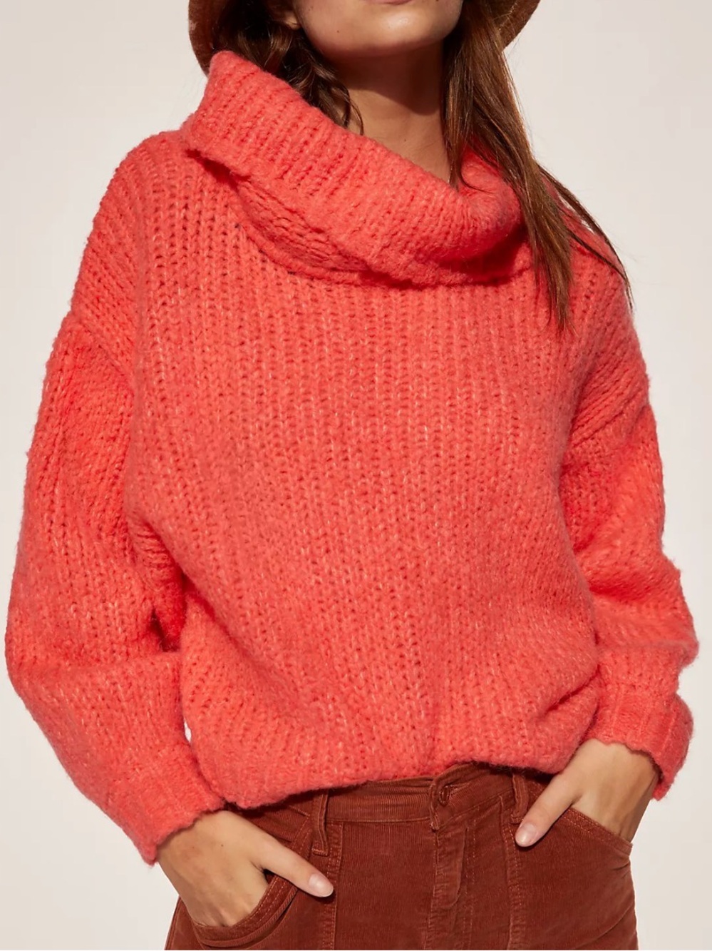 Anthropologie Pilcro Coral - Wool & Alpaca Blend - Cowl Neck Sweater
